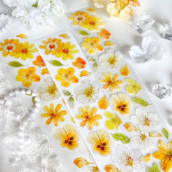 Floral Yellow Green PET Tape Romantic Cute Decoration For Diary