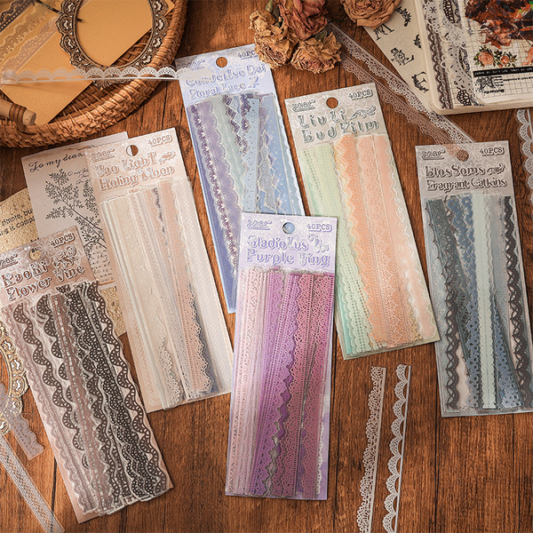 Flower Bud Dream Yarn Lace Stickers Romantic Texture for Scrapbook