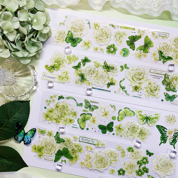 Flower Butterfly PET Tape Beautiful for Journal Decoration