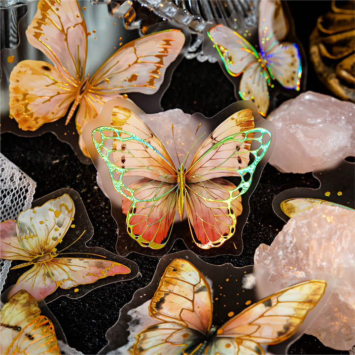 Flower Butterfly Series Elegant 3D Stickers for Junk Journal