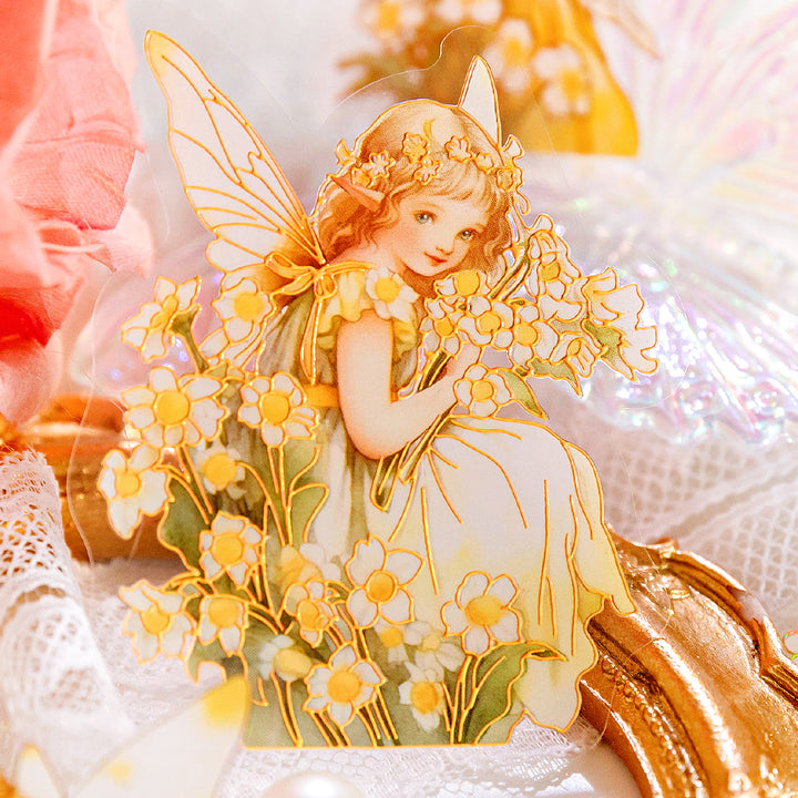 Flower Fairy 3D Foil Stickers with Cartoons and Fairy Tales Style Close-up