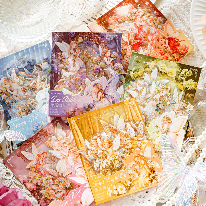 Flower Fairy Foil Stickers Vintage Floral Style Close-up
