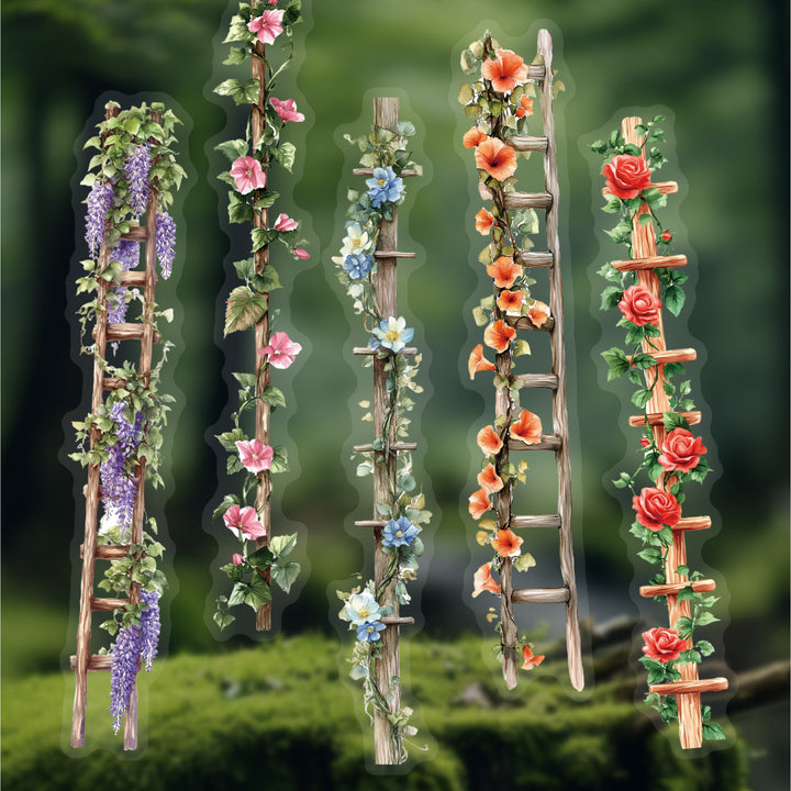 Flower Ladder PET Sticker Pack with Retro Motifs