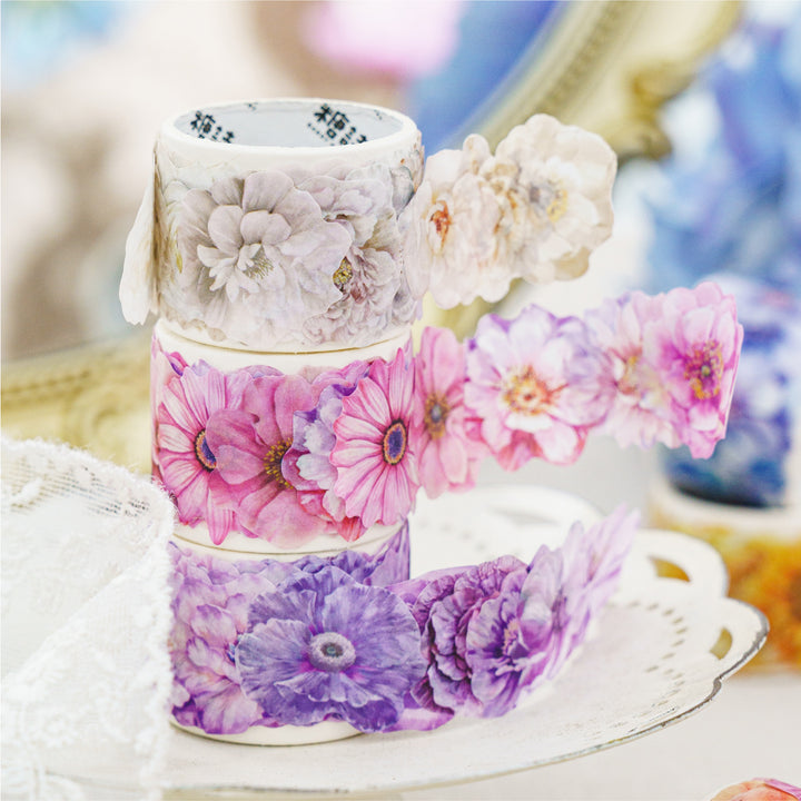 Flower Letter Series Easy Tear Floral Washi Stickers for DIY