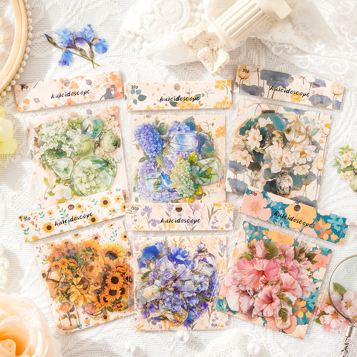 Flower Stickers Kaleidoscope Series Aesthetic Journal Supply