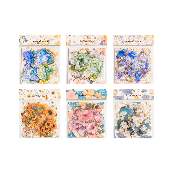 Flower Stickers Kaleidoscope Series Transparent PET Materials