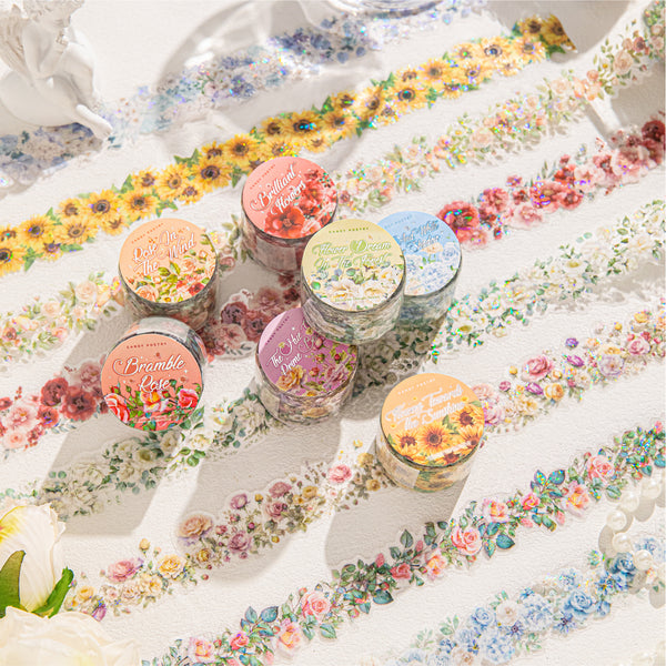 Flower Tapes Blossom Dream Series Floral PET Tapes for Journaling