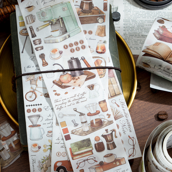 Flowers All The Way travel coffee collage tapes for paper crafts