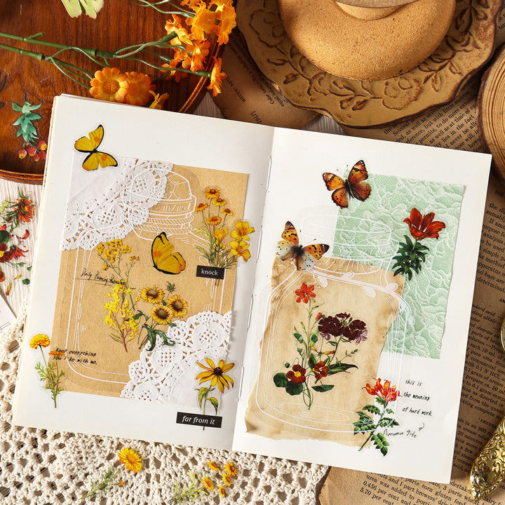 Flowers Dreams Vintage Floral PET Stickers Unique