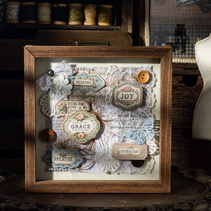 Flowers Embroider Cardstock Stickers Retro Embossed