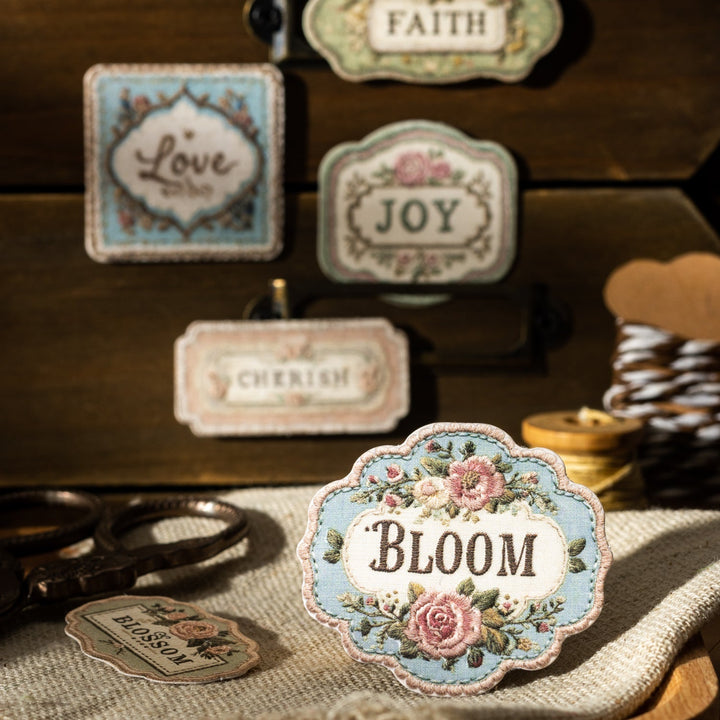 Flowers Embroider Writing Paper Stickers Decorative Label