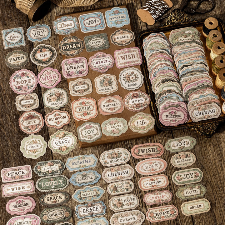 Flowers Embroider Writing Paper Stickers Label Embossed Floral