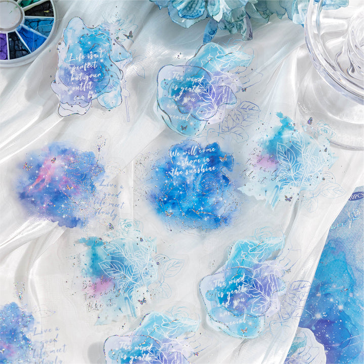 Flowing Flower Spectrum PET Stickers Watercolor Artistic Vibe
