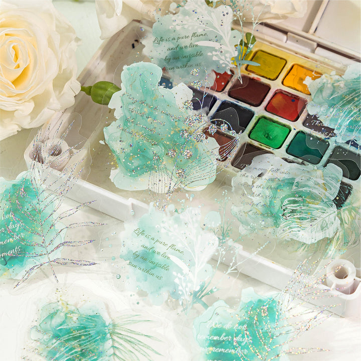 Flowing Flower Spectrum PET Stickers for Junk Journal Art