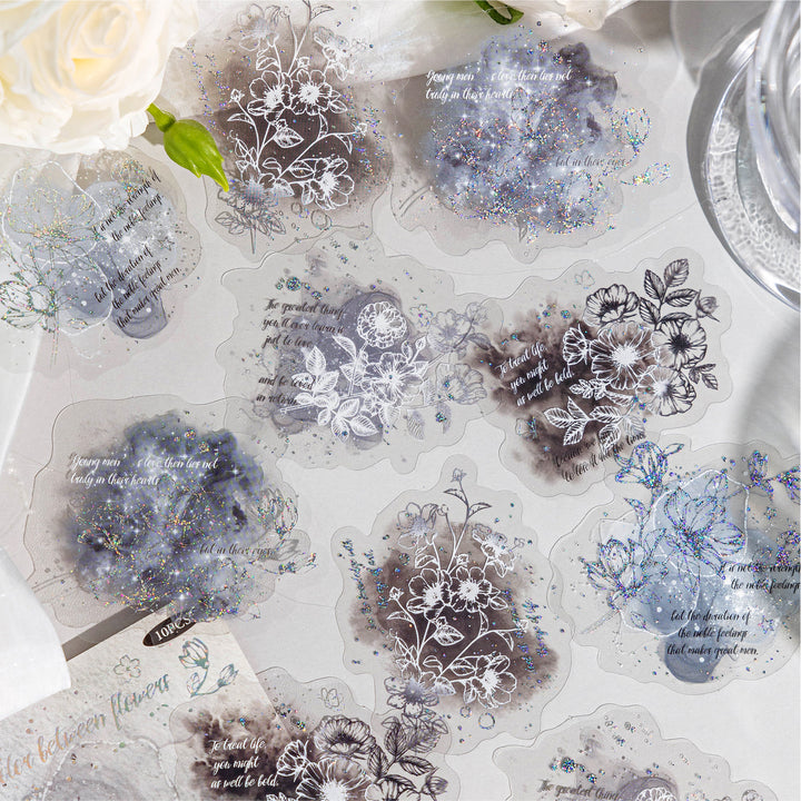 Flowing Flower Spectrum Watercolor Scrapbook Decoration Stickers