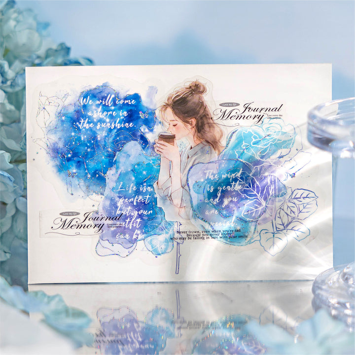 Flowing Flower Spectrum Watercolor Stickers for Mood Journaling
