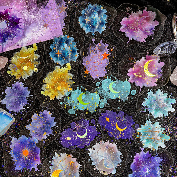 Flowing Light Watercolor Holographic PET Stickers Journal Decor