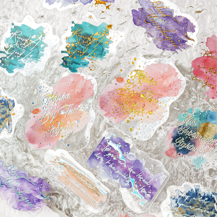 Flowing Light Watercolor PET Stickers For DIY Journals