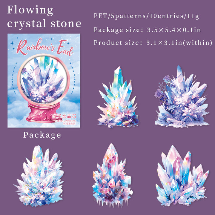 Flowing Crystal Stone Shell Polishing Sticker for Creative Journal Decor