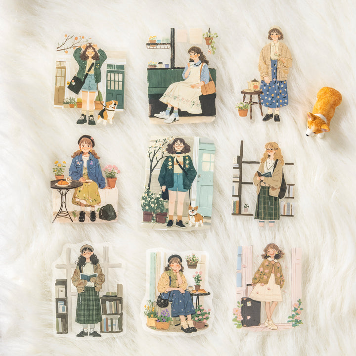 Forest Girl PET Stickers Cute Girl Character Stickers