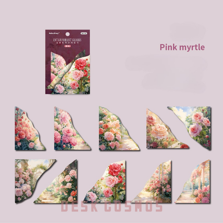 Forest Series Corner Notes scrapbook paper with floral design