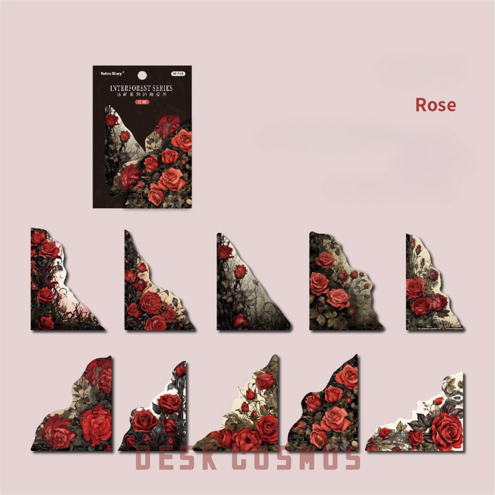 Forest Series Corner Notes scrapbook paper with pink flowers