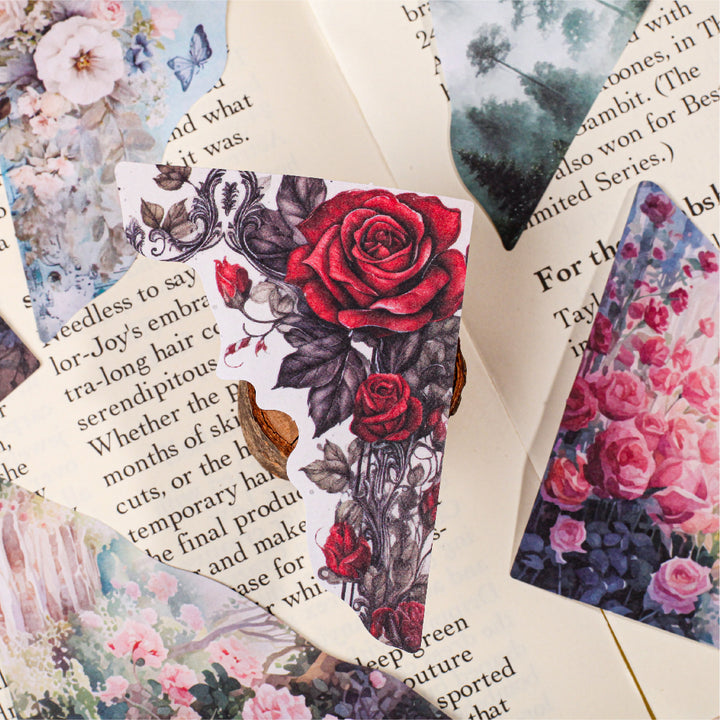 Forest Series Corner Notes scrapbook paper with pink myrtle flowers