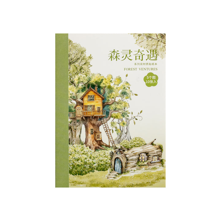 Forest Spirit Adventure Series Dual Material Washi and PET Stickers Whiteground