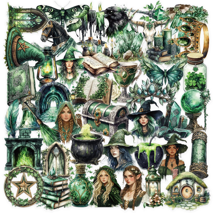 Forest Witch Magic PET Stickers Floral and Retro Great for Journal Creators