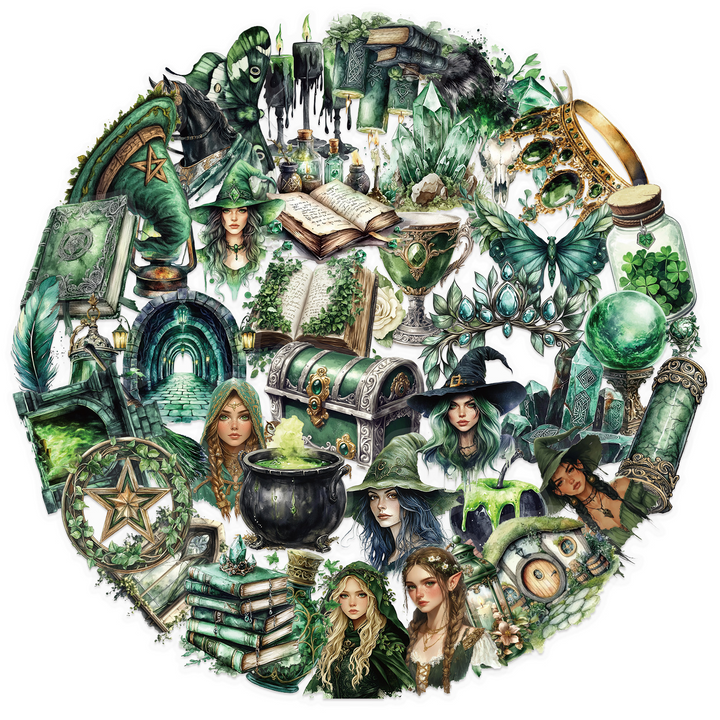 Forest Witch Magic PET Stickers Transparent Design for Personalized Decor
