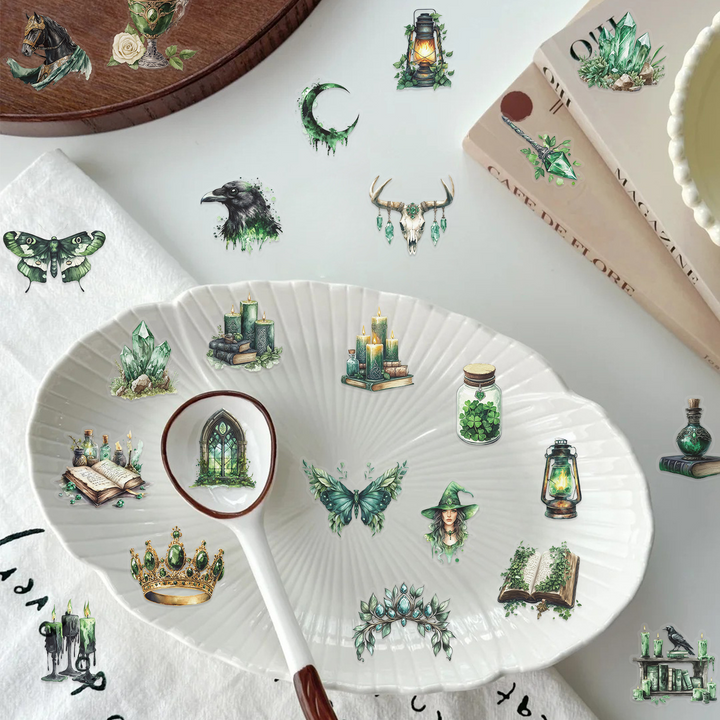 Forest Witch Magic PET Stickers Vintage Flora Perfect for Art Projects