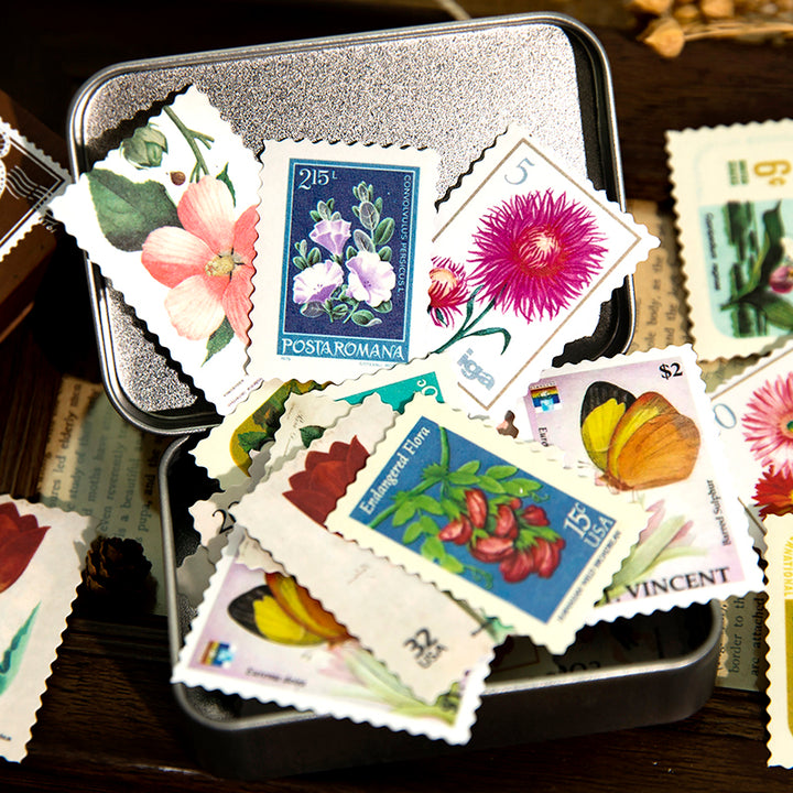 Former Stamps and Paper Stickers Aesthetic Retro Washi Stickers for DIY Crafts
