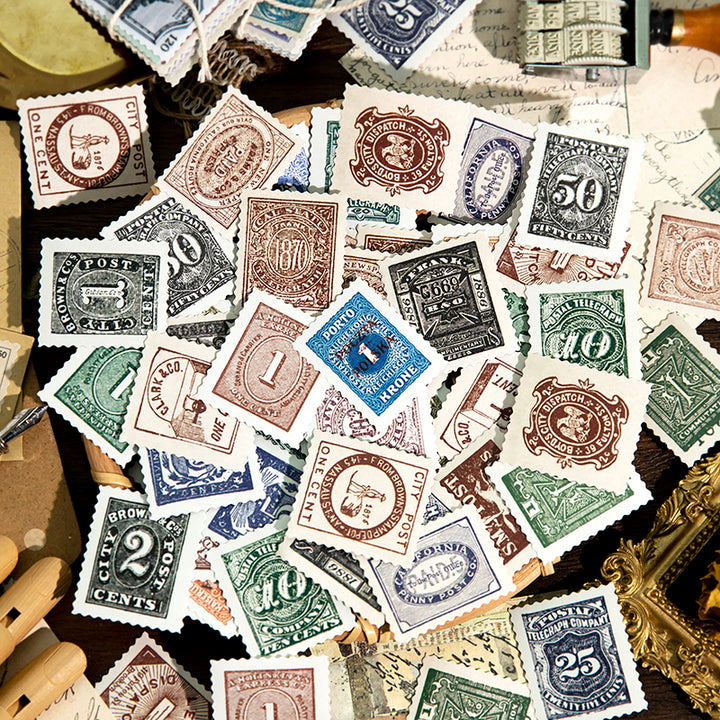Former Stamps and Paper Stickers Retro Stamps Craft Paper Junk Journal Supplies