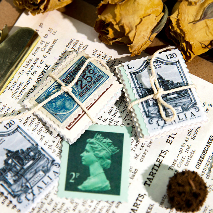 Former Stamps and Paper Stickers Vintage Currency and Portraits Junk Journal Kit