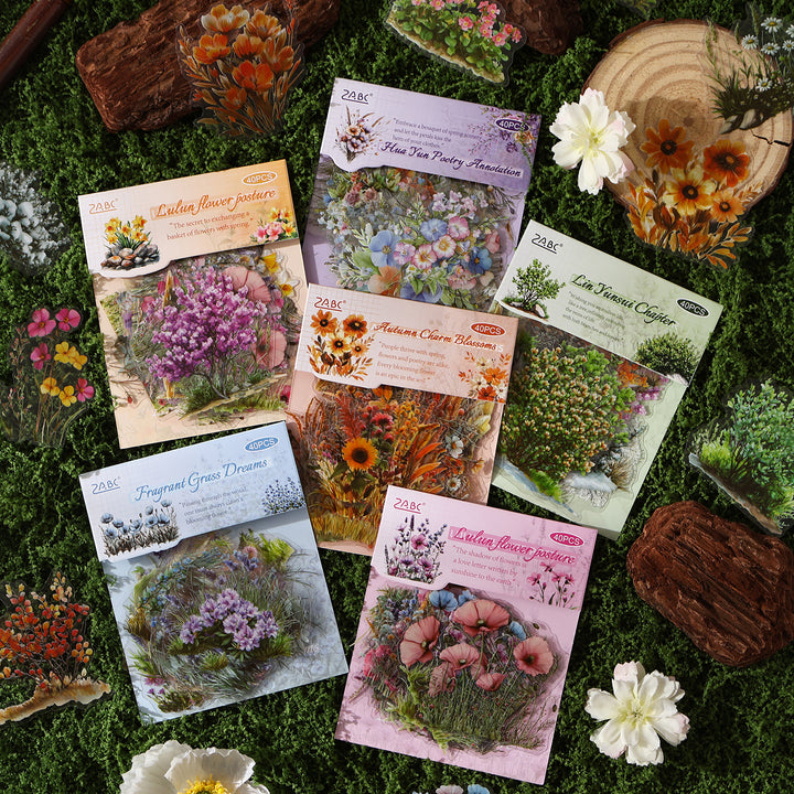 Four Seasons Floral Scenery Nature Journal Stickers