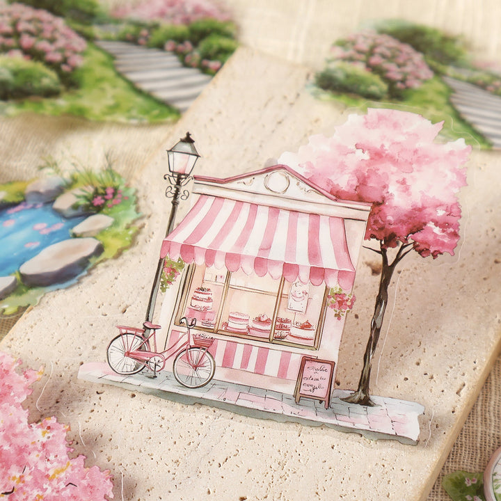 Four Seasons String Song PET Stickers Calm Landscape for Journal Decor