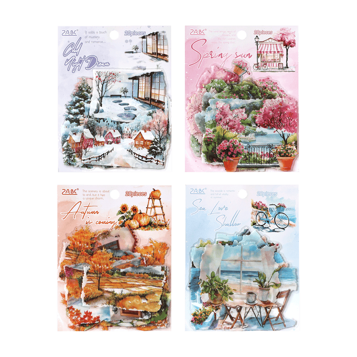 Four Seasons String Song PET Stickers Four Seasons Vibes for Notebook Design