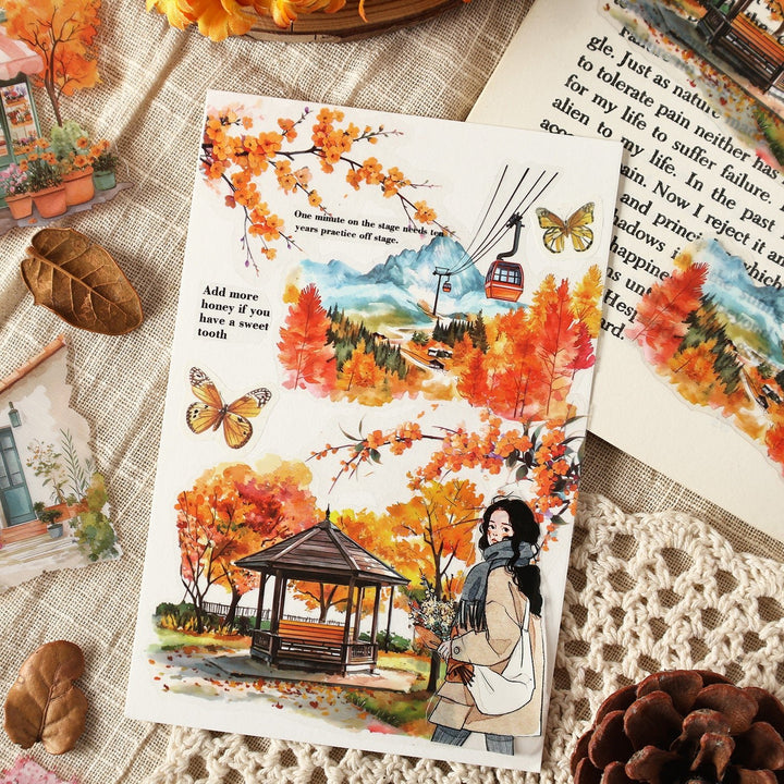 Four Seasons String Song PET Stickers Nature Style for Junk Journal Use