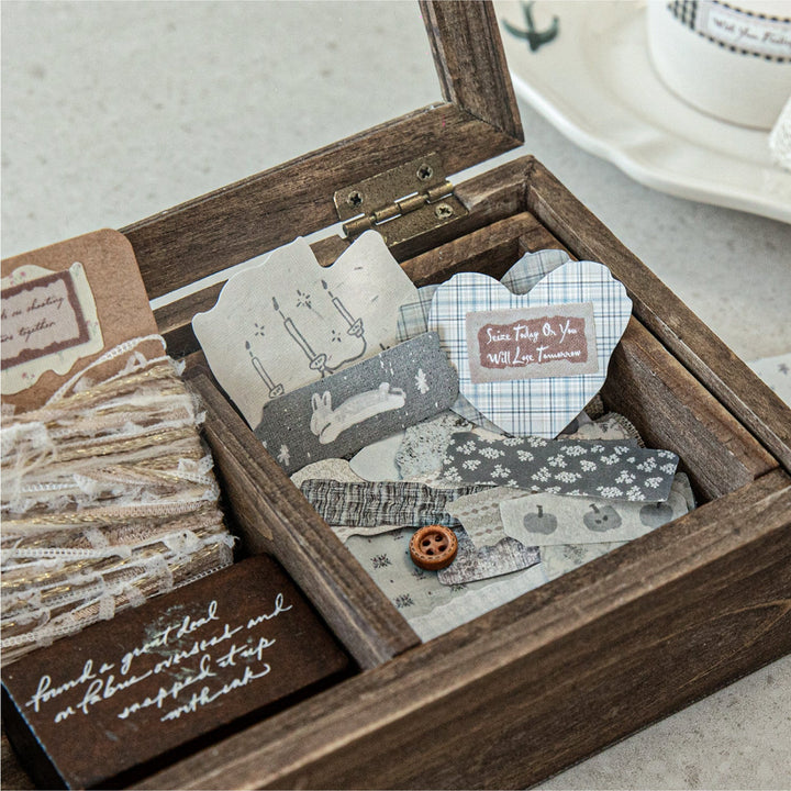 Fragmented Fabric Washi Stickers Vintage Style Collage Materials