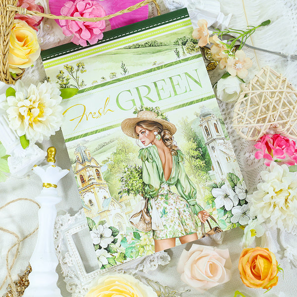 Fresh Green Magical Stickers Books Floral Journal Supplies