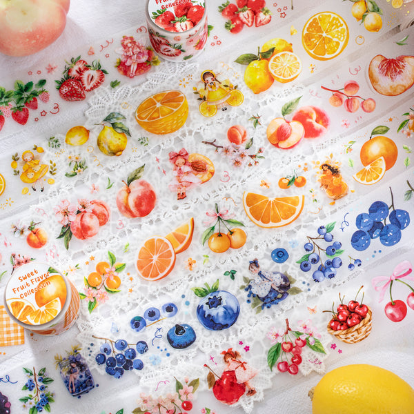 Fruit Tape Sweet fruit favor collection Cute Design Pink Citrus Aesthetic Stickers