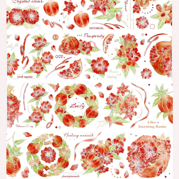 Fruits PET Tape Pomegranate and Flower