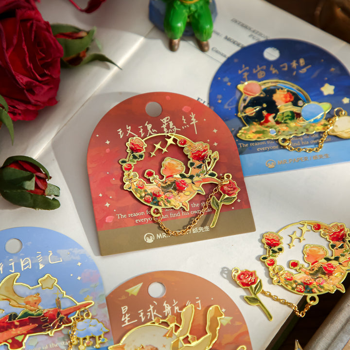 Galaxy Encounter Series Floral Hollow Metal Bookmarks Perfect for Personalized Decorations