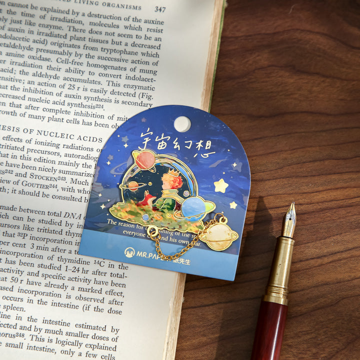 Galaxy Encounter Series Hollow Metal Bookmarks with Floral Design