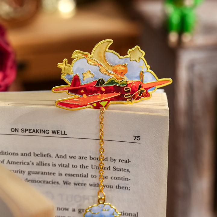 Galaxy Encounter Series Metal Bookmarks with Floral Hollow Design for DIY Decorations