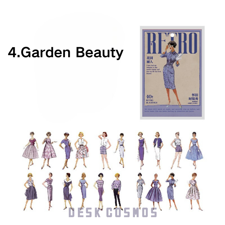 Garden Beauty Retro Character Washi Sticker - Vintage Fashion
