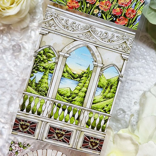 Garden Castle PET nature scene tape for aesthetic decoration