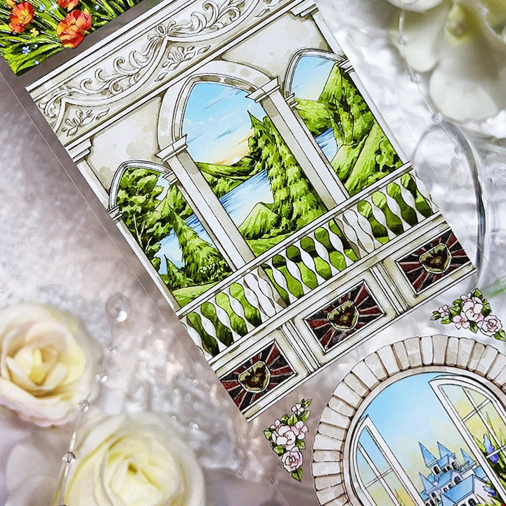 Garden Castle PET scenery suitable for bullet journal decoration