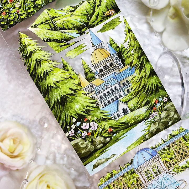 Garden Castle PET tape dreamy theme for junk scrapbook