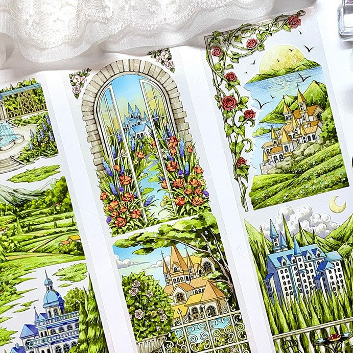 Garden Castle PET tape elegant floral cutouts for diary lovers